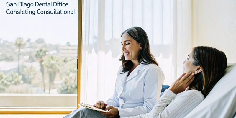 Dentist discussing fear of dentist sedation options with a San Diego patient