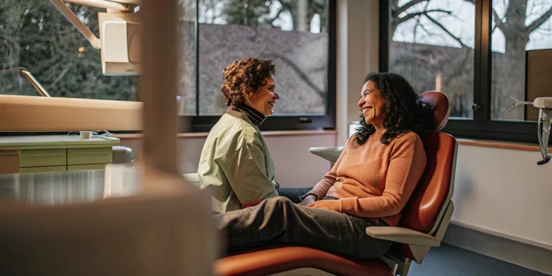 Patient having a reassuring sedation dentistry consultation