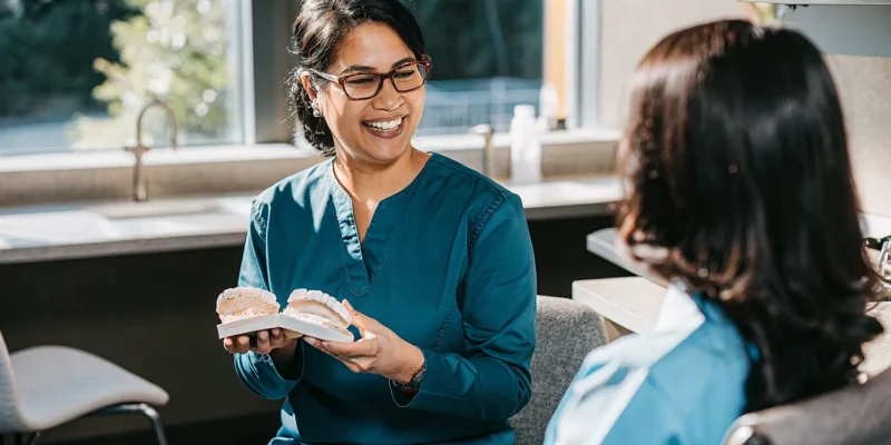 Dental consultation for porcelain veneers and crowns in a San Diego dental office