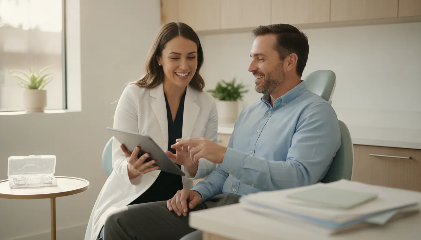Patient and dentist reviewing Invisalign insurance coverage details