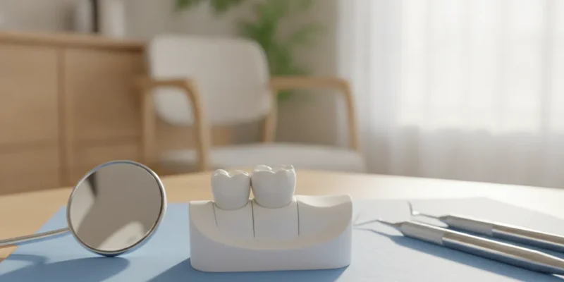 Natural-looking ceramic dental crown displayed on a dental model